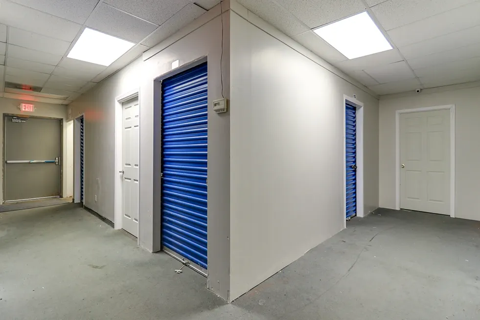 Bloomington Self Storage indoor units near the exit door.