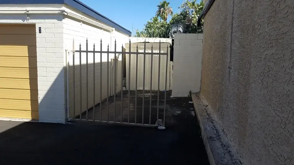 side area beside an outdoor storage unit