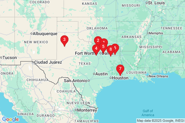 Map showing facility locations