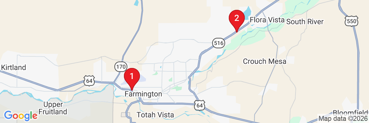 Map showing facility locations