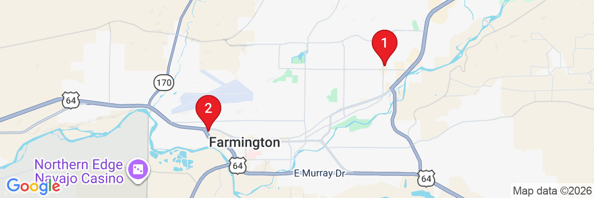 Map showing facility locations