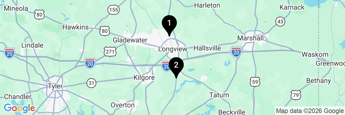 Map showing facility locations
