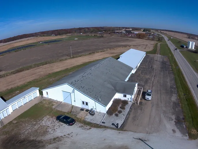Aerial view of main office.