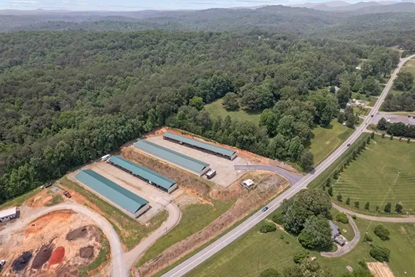 Aerial view of storage facility.