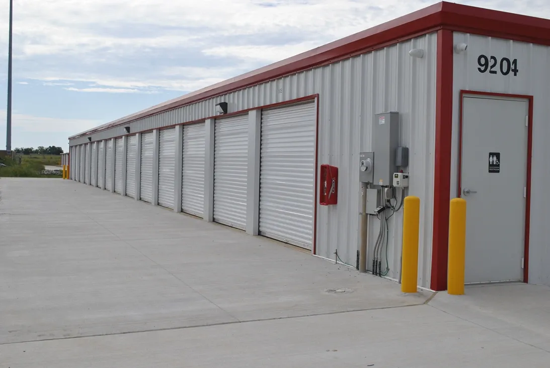 Storage units with restroom.