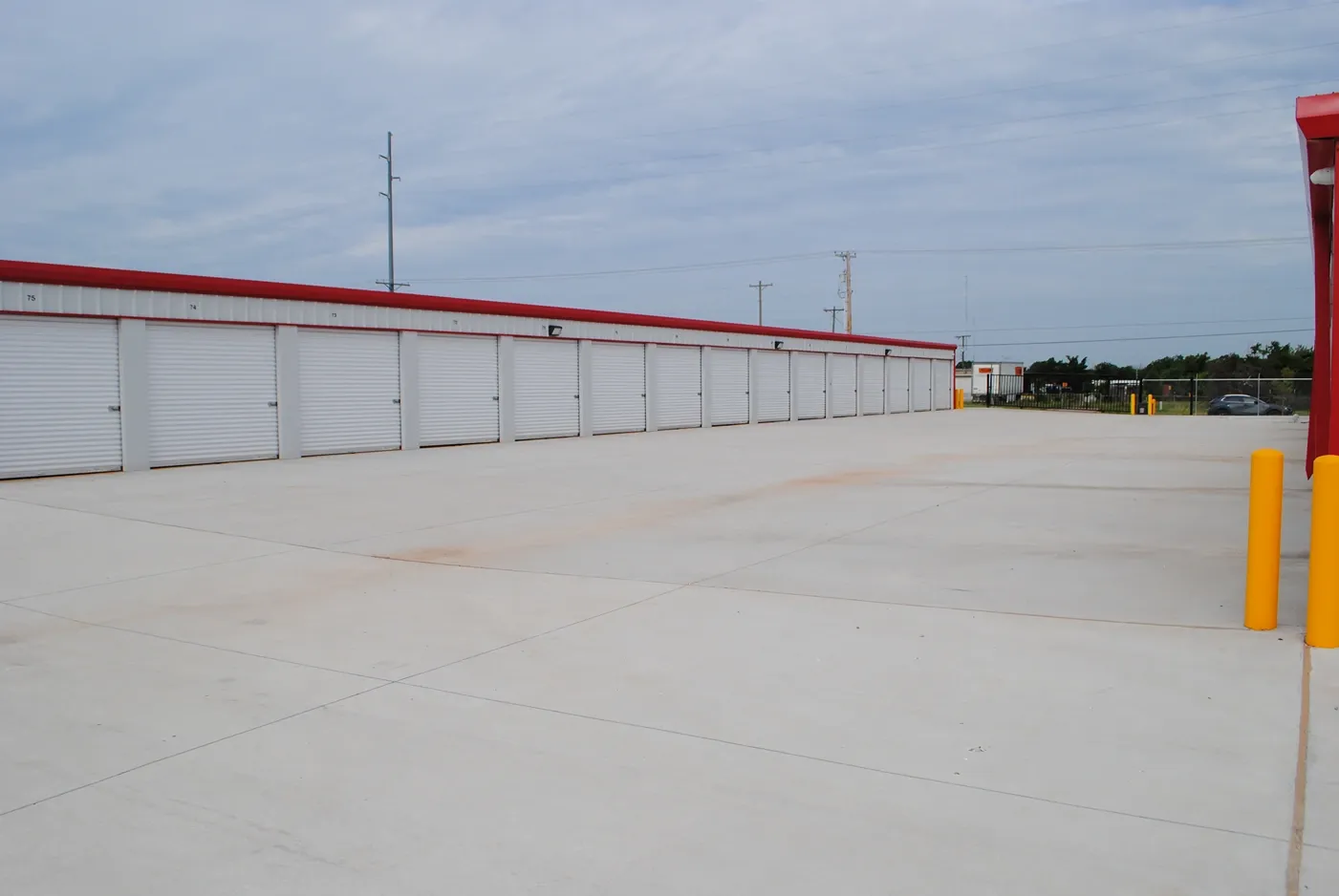 Outdoor storage units with drive up at OKC Storage Center.