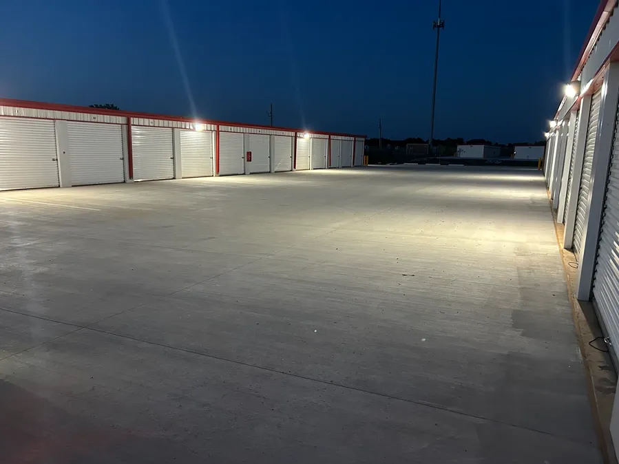 Well lit outdoor storage.