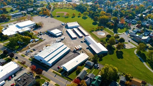 Aerial view of storage facility.