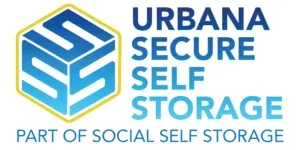 Urbana Secure Self Storage Logo in blue text 