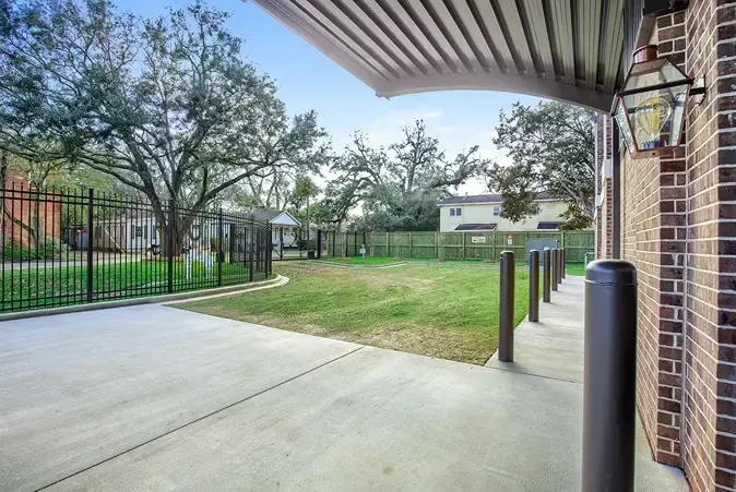 Awning over the entrance to a storage facility 